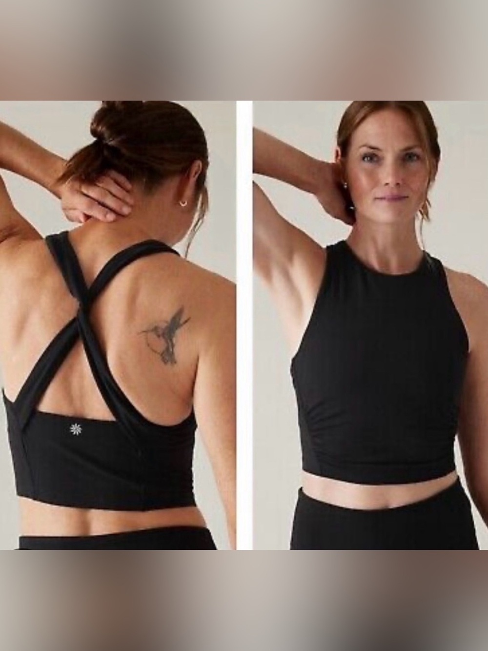 Athleta Conscious Twist Crop Bra A-C Black